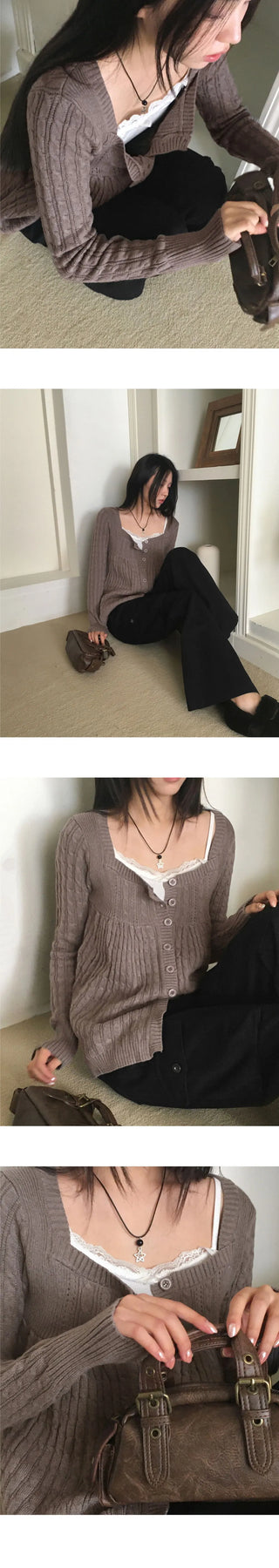 Holden Twisted Square Neck Button Knitwear Cardigan