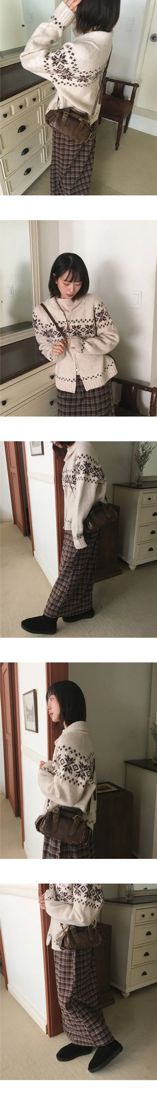 Carin Vintage Check Maxi Long Skirt