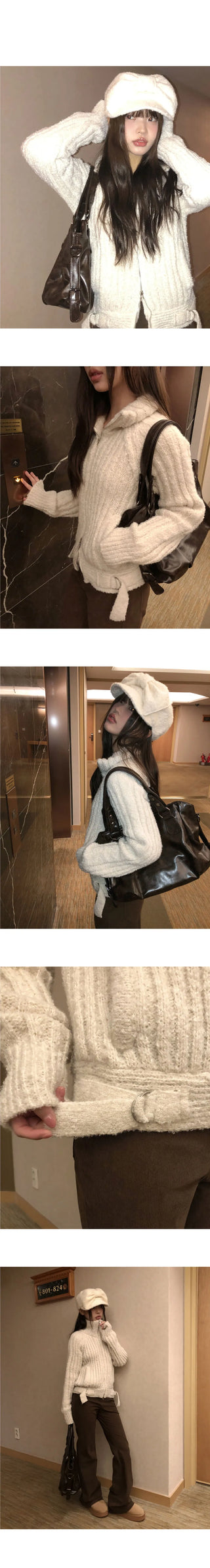 Yura Two-Way High Neck Knitwear Zip-Up