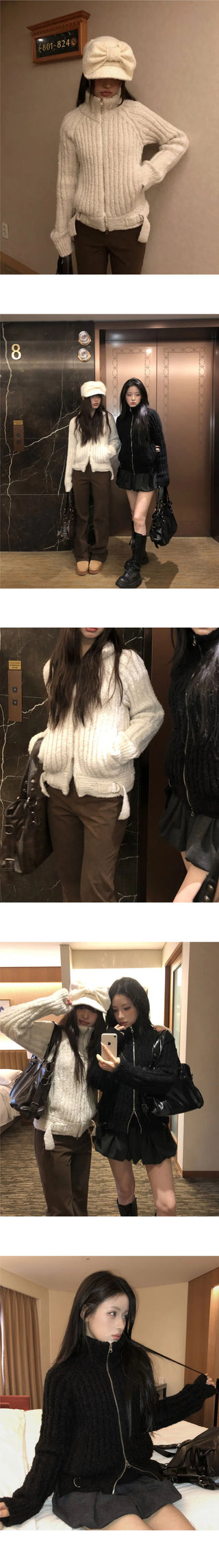 Yura Two-Way High Neck Knitwear Zip-Up