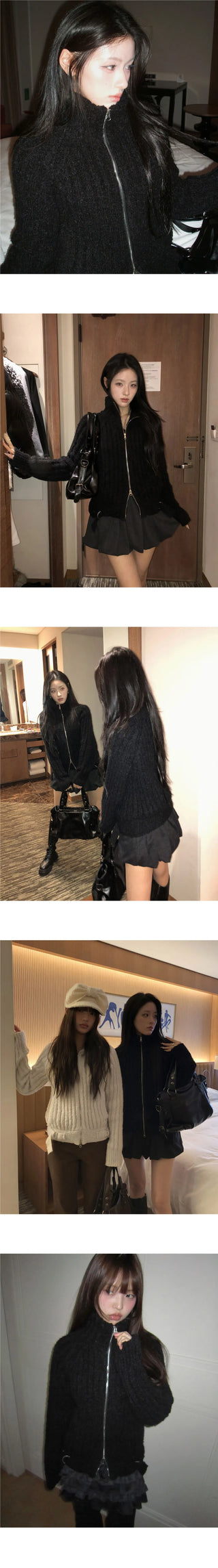 Yura Two-Way High Neck Knitwear Zip-Up