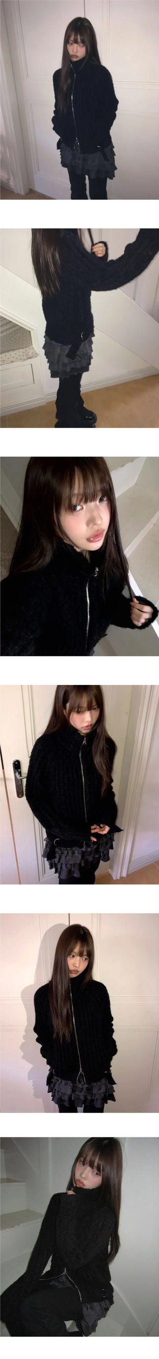 Yura Two-Way High Neck Knitwear Zip-Up