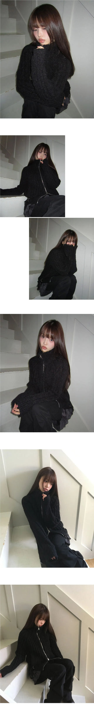 Yura Two-Way High Neck Knitwear Zip-Up