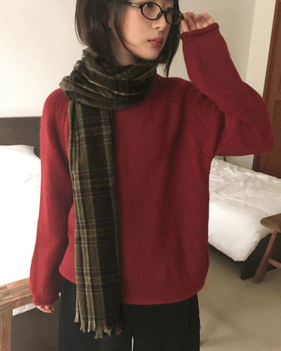 Warm Vintage Check Winter Scarf