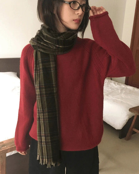 Warm Vintage Check Winter Scarf
