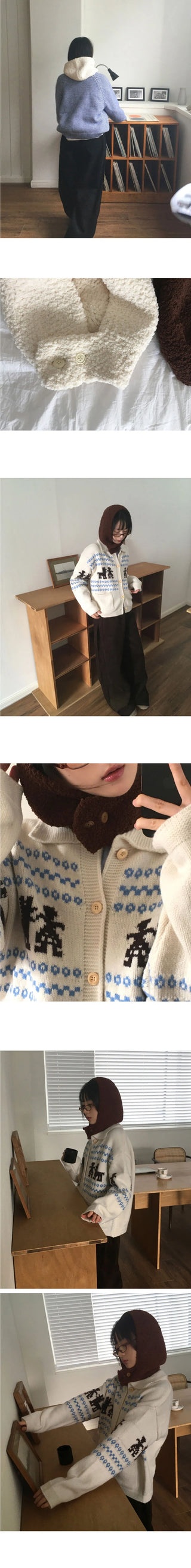 Tumble Wool Poggle Button Balaclava