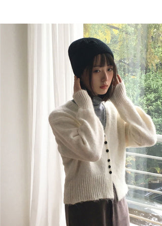 Moda Cloud Mel Bocashi Bean Button Wool Knitwear Cardigan