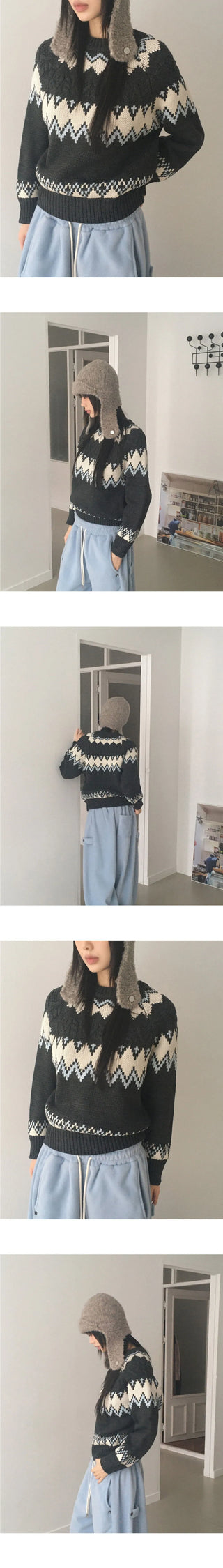 Uken Nordic Heart Twisted Round Knitwear