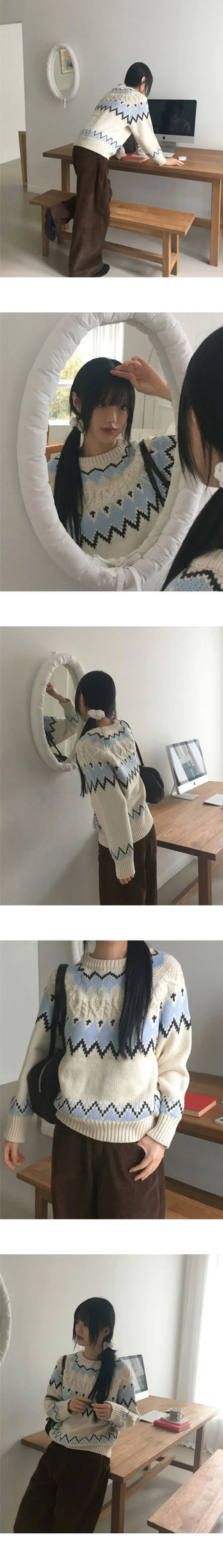 Uken Nordic Heart Twisted Round Knitwear
