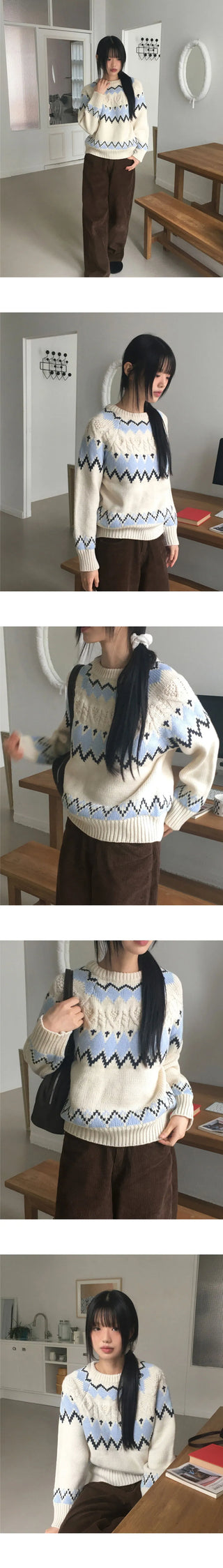 Uken Nordic Heart Twisted Round Knitwear