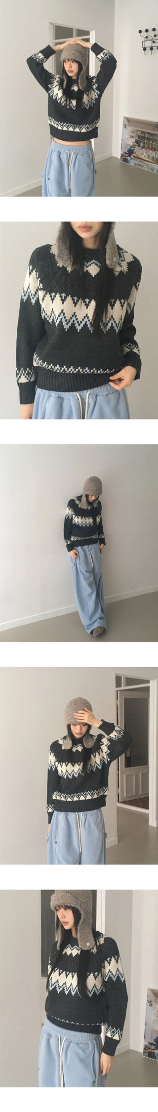 Uken Nordic Heart Twisted Round Knitwear