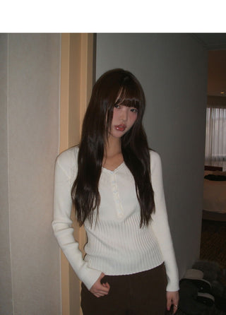T-Ah Ribbed Lace V-Neck Knitwear