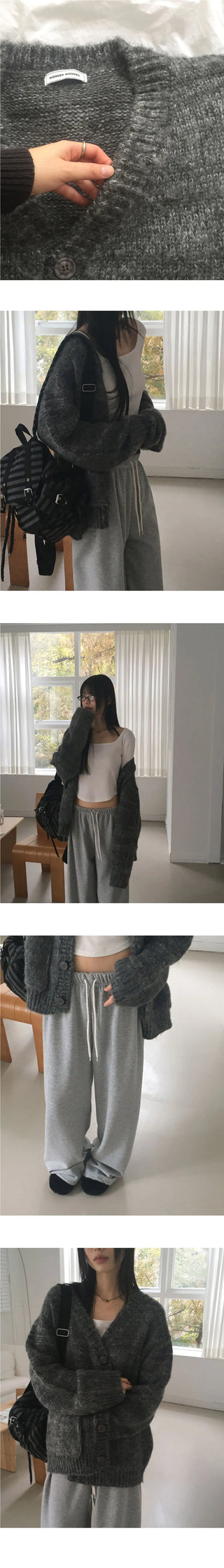 Shavel Dotum Bocashi Overfit Brush Winter Knitwear Cardigan