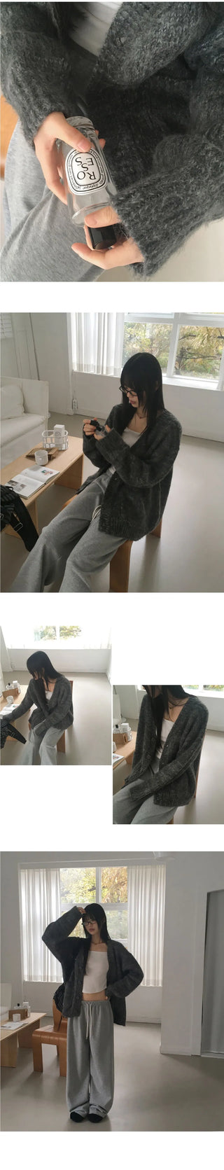 Shavel Dotum Bocashi Overfit Brush Winter Knitwear Cardigan