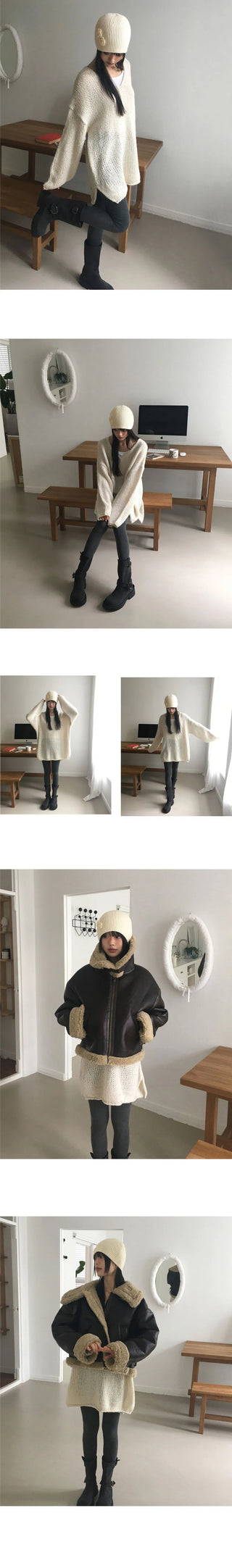 Wedi Dothom Overfit V-Neck Knitwear Dress