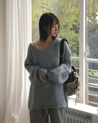 Wedi Dothom Overfit V-Neck Knitwear Dress