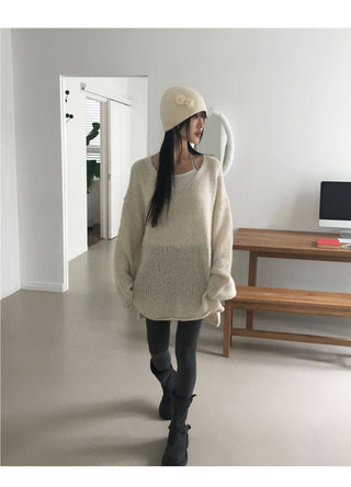 Wedi Dothom Overfit V-Neck Knitwear Dress