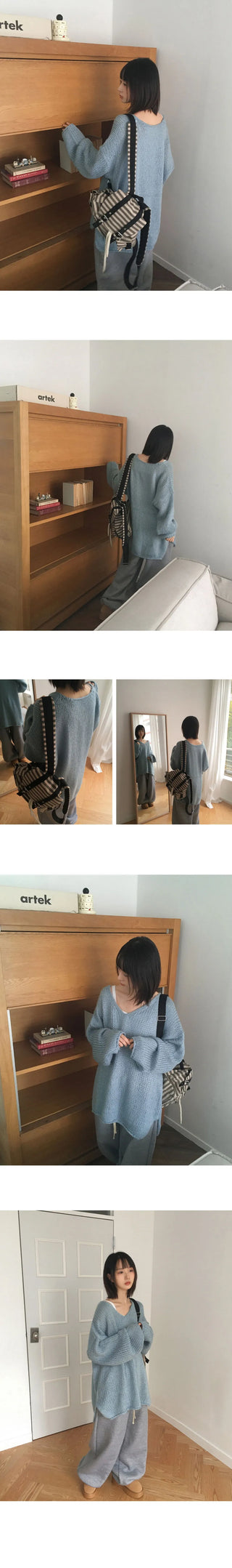 Wedi Dothom Overfit V-Neck Knitwear Dress