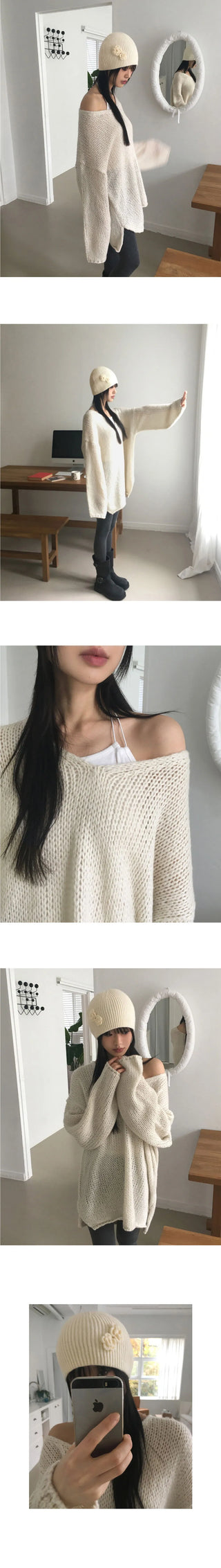 Wedi Dothom Overfit V-Neck Knitwear Dress