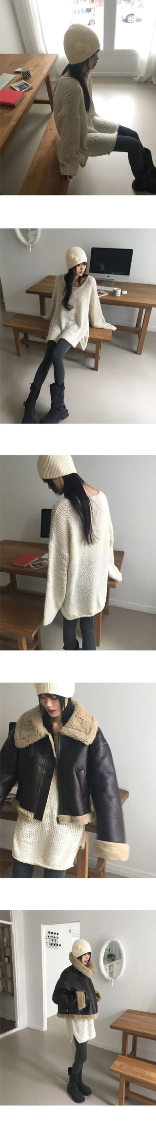 Wedi Dothom Overfit V-Neck Knitwear Dress