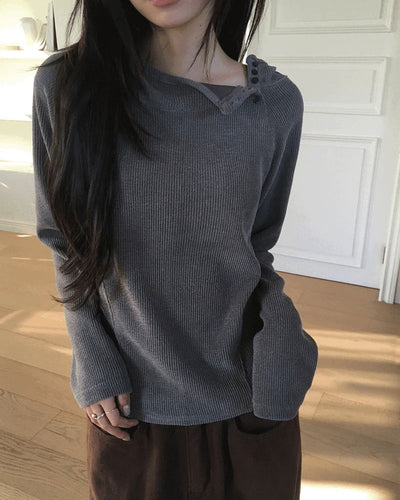 Netis Balaclava Button Ribbed Hooded T-Shirt
