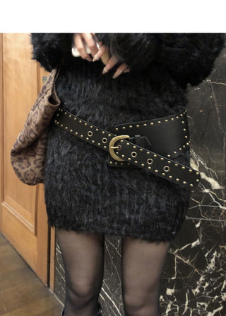 Damier Vintage Studded Leather Belt