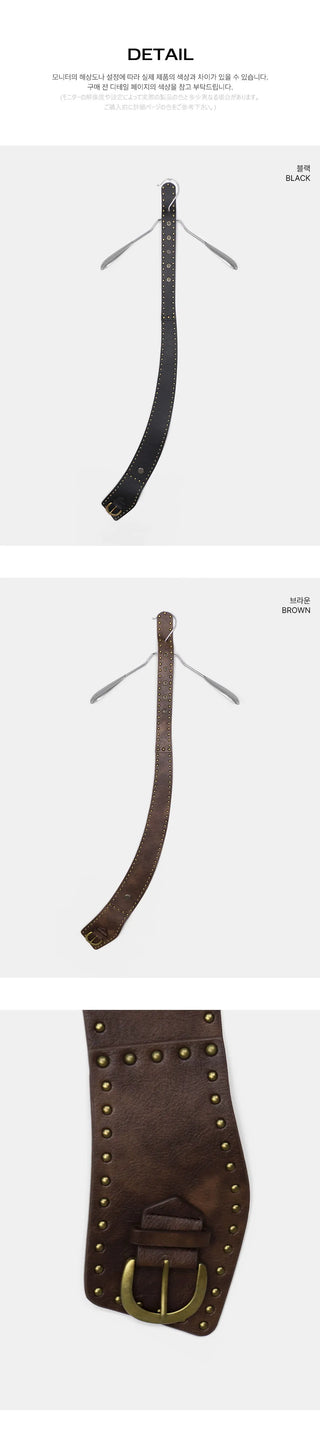 Damier Vintage Studded Leather Belt