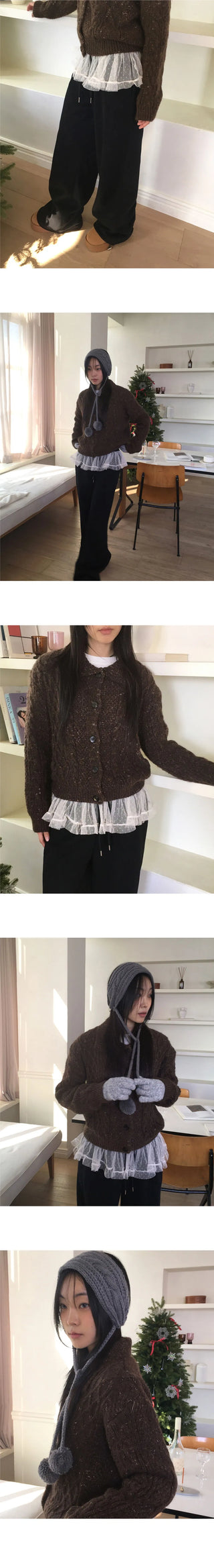 Koha chiffon lace layered two-way twill pants
