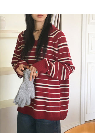 Booz Stripe Collar Overfit Knitwear