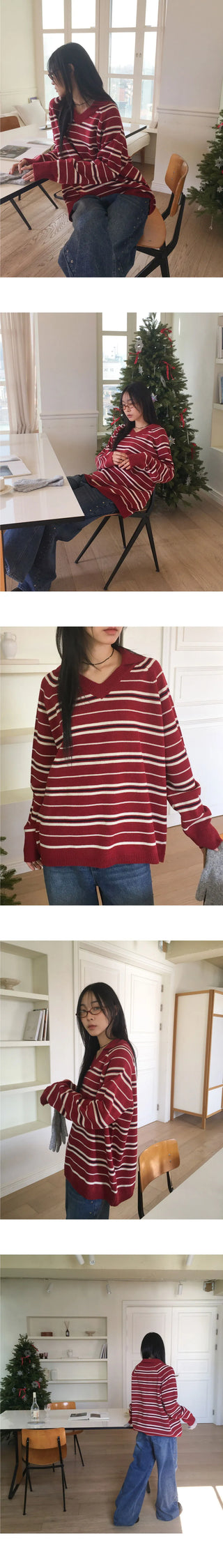Booz Stripe Collar Overfit Knitwear