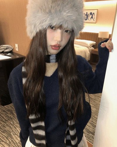 Eha Button Warmer Wool V-Neck Knitwear
