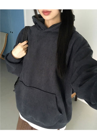 SOLF OVERFIT Fleece-lined Golden Corduroy Hooded T-Shirt