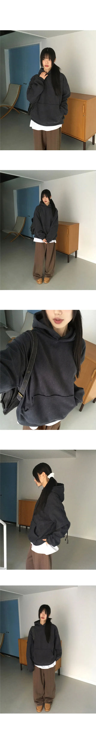 SOLF OVERFIT Fleece-lined Golden Corduroy Hooded T-Shirt