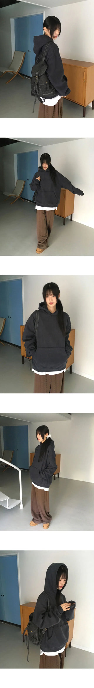 SOLF OVERFIT Fleece-lined Golden Corduroy Hooded T-Shirt