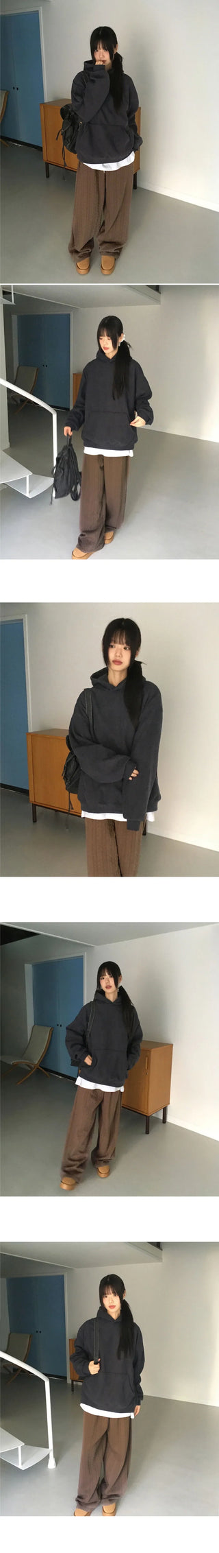 SOLF OVERFIT Fleece-lined Golden Corduroy Hooded T-Shirt