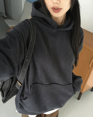 SOLF OVERFIT Fleece-lined Golden Corduroy Hooded T-Shirt