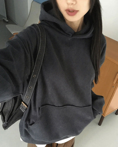 SOLF OVERFIT Fleece-lined Golden Corduroy Hooded T-Shirt