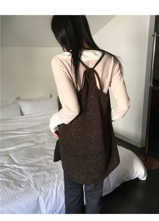 Kuyo Bokashi Knitwear Layered Sleeveless Dress