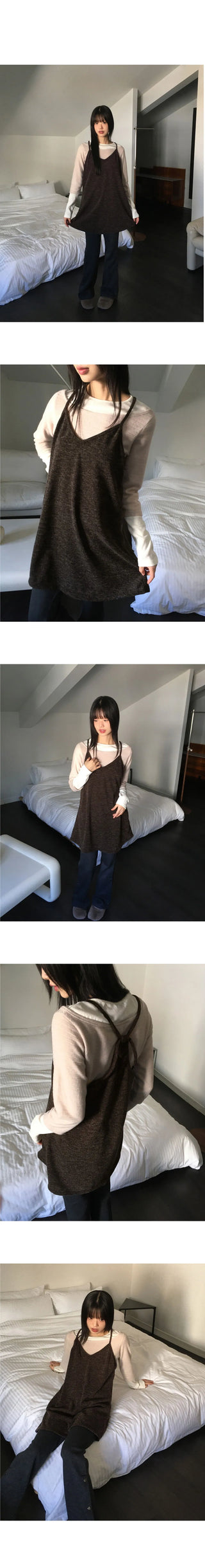 Kuyo Bokashi Knitwear Layered Sleeveless Dress