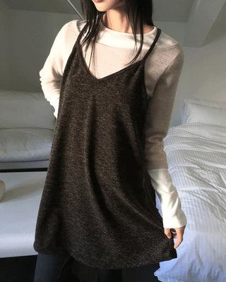Kuyo Bokashi Knitwear Layered Sleeveless Dress