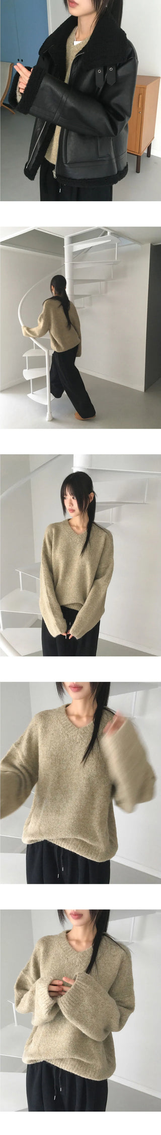 Onne Alpaca Wool Bocashi V-Neck Knitwear
