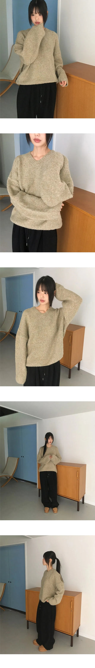 Onne Alpaca Wool Bocashi V-Neck Knitwear