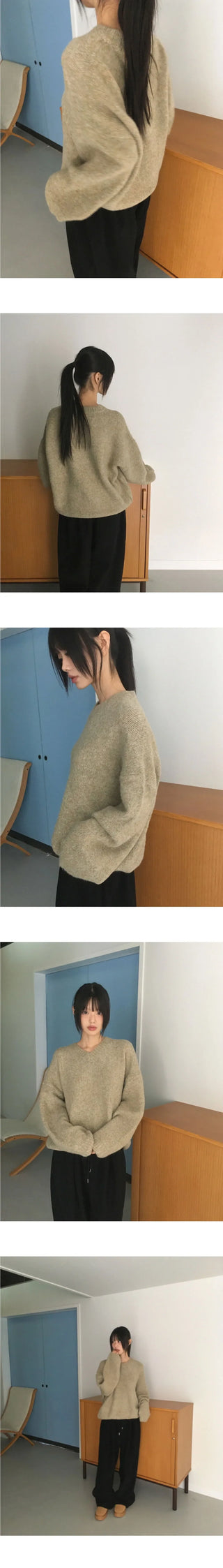 Onne Alpaca Wool Bocashi V-Neck Knitwear