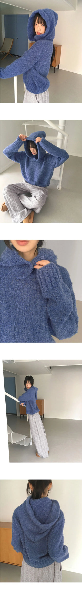 Afong Balaclava Buckle V-Neck Crop Knitwear Set