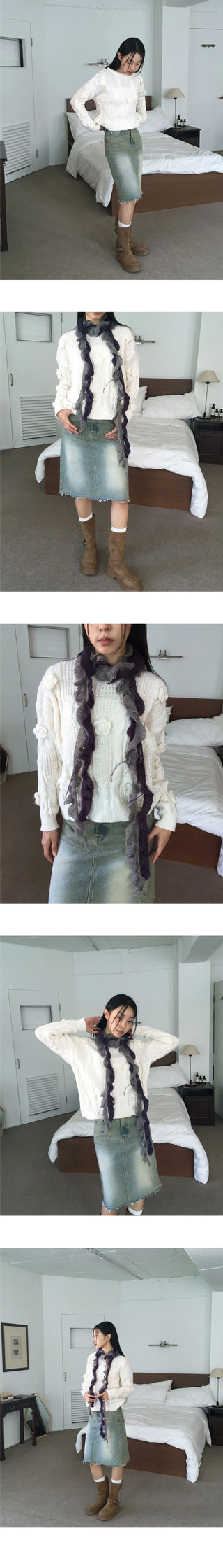 Hanen Vintage Rose Rainy Season Flower Twisted Knitwear