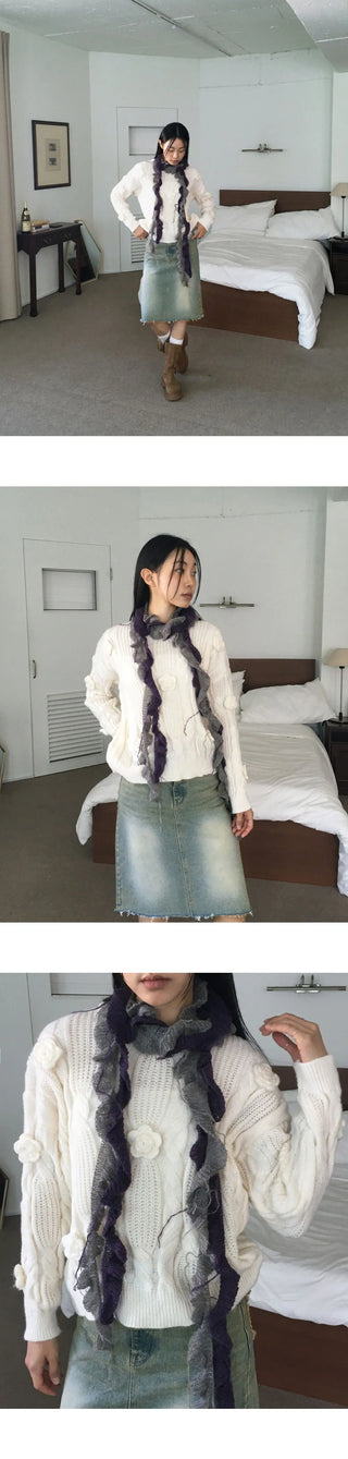 Hanen Vintage Rose Rainy Season Flower Twisted Knitwear