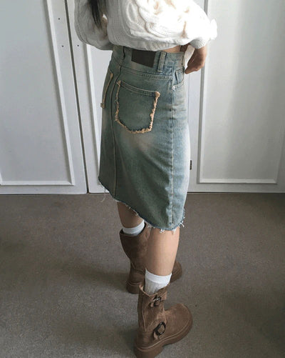 Hazel Vintage Surgical Denim Midi Skirt