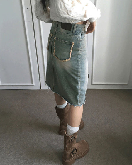 Hazel Vintage Surgical Denim Midi Skirt