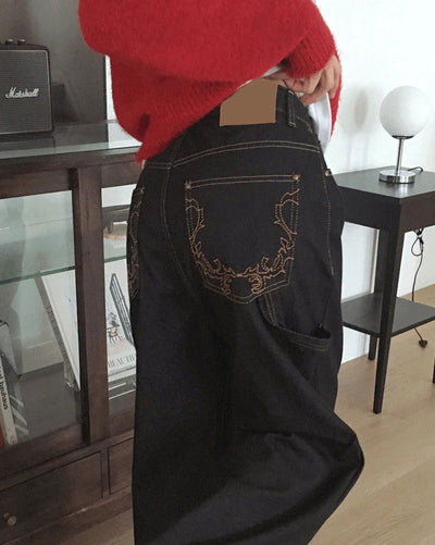 Chant Twist Embroidered Carpenter Raw Denim Pants