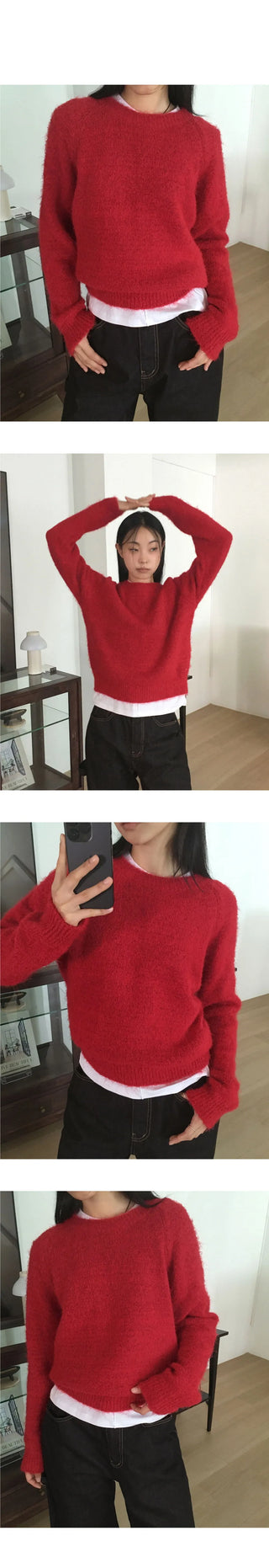 Lacon Loose-fit angora round knitwear